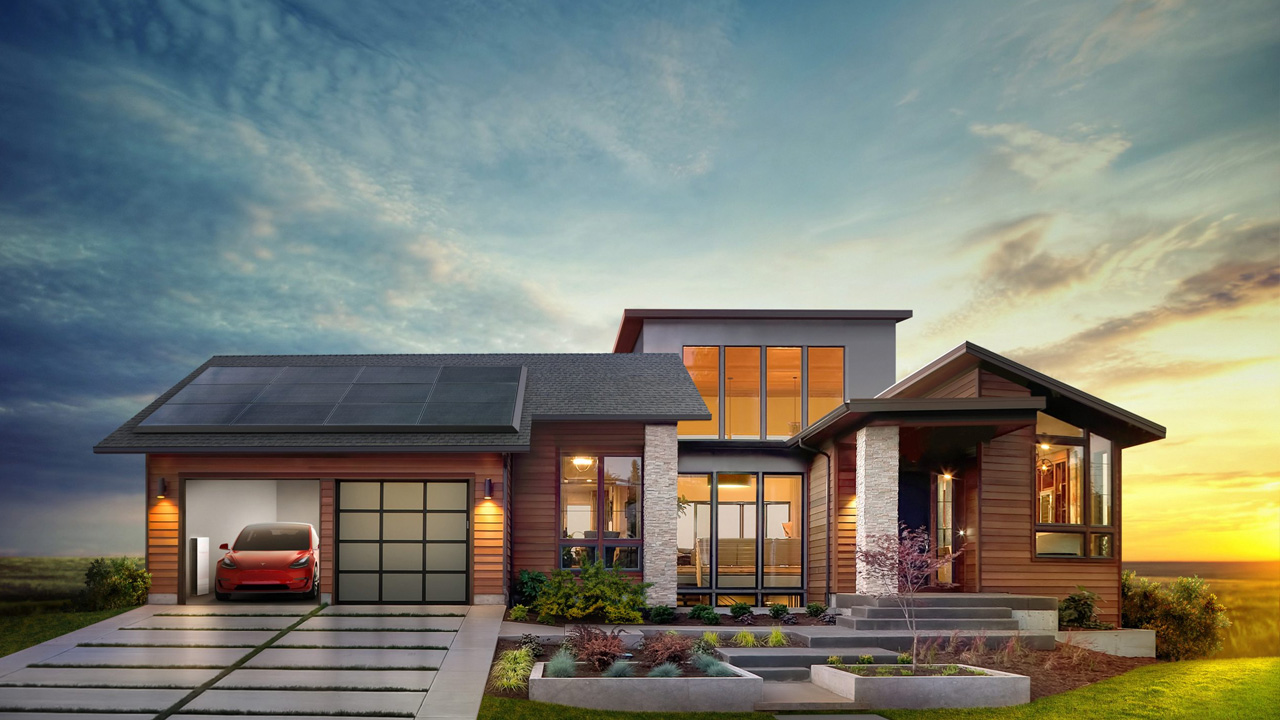 Moderne energieeffiziente Haus mit Solaranlage